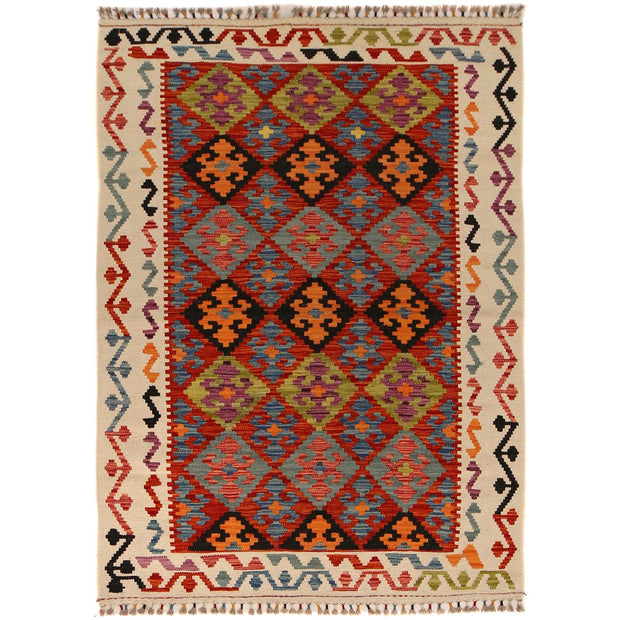 Handmade Afghan Vegetable Kilim 4' 0" x 5' 10" - No. AL29761