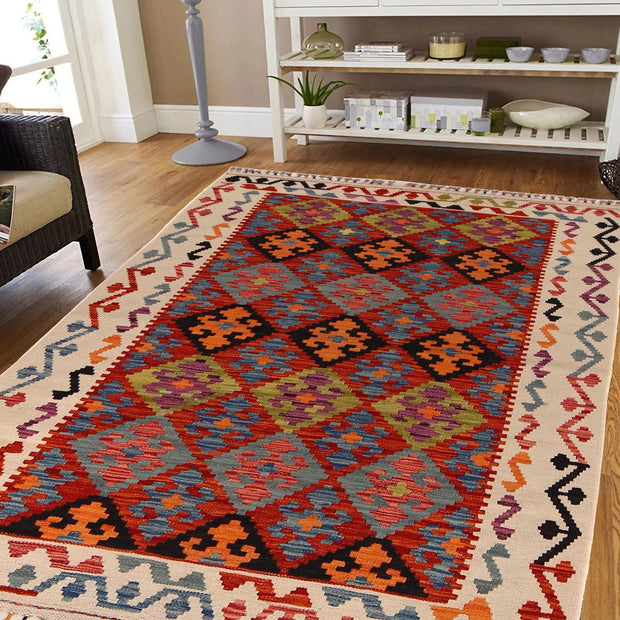 Handmade Afghan Vegetable Kilim 4' 0" x 5' 10" - No. AL29761