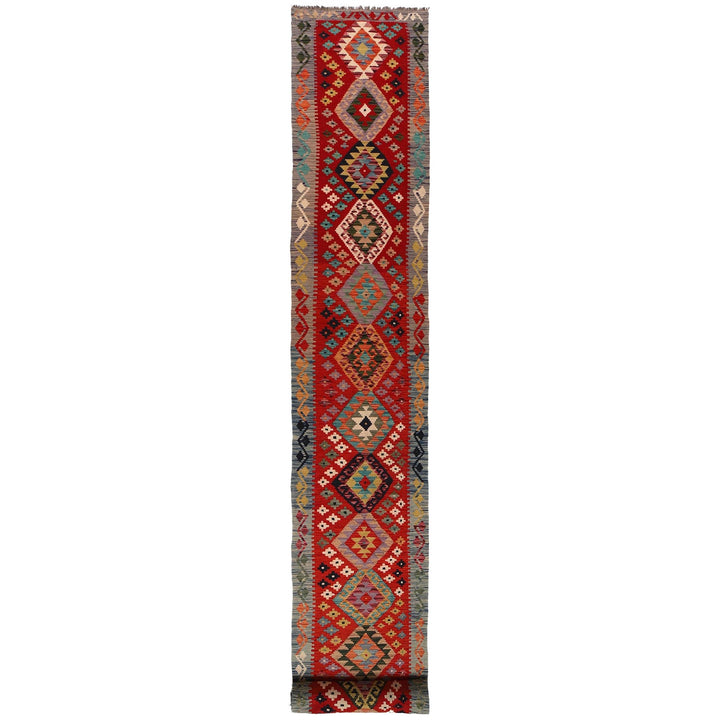 Handmade Afghan Vegetable Kilim Runner 2' 6" x 22' 0" - No. AL26885