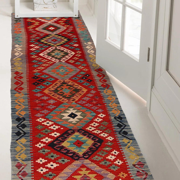 Handmade Afghan Vegetable Kilim Runner 2' 6" x 22' 0" - No. AL26885