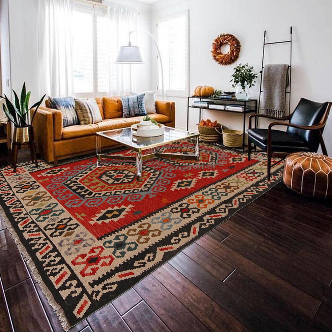 Hand Woven Wool Kelim 5' 10" x 7' 9" - No. AL36893