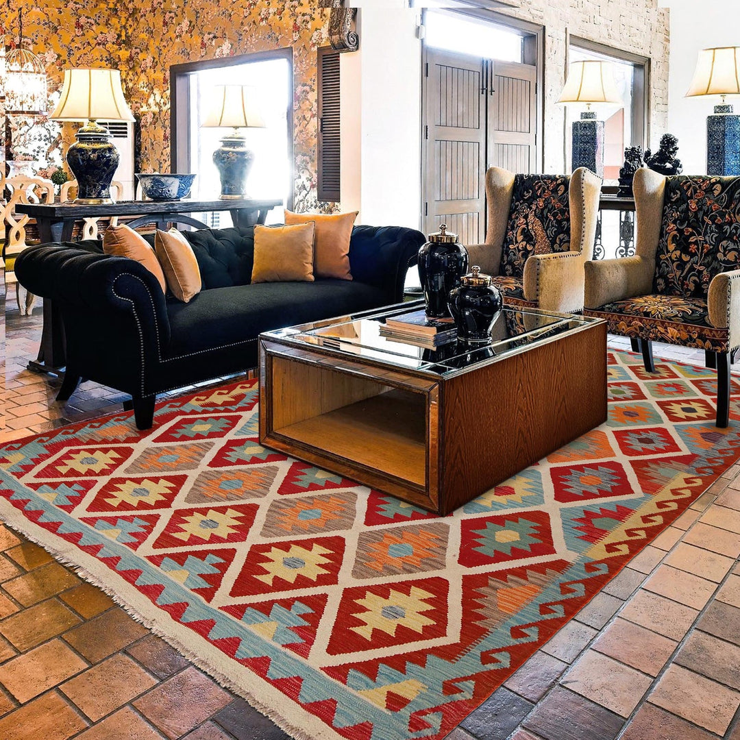 Hand Knotted Flatweave Kilim 7' 11" x 9' 11" - No. AL53548