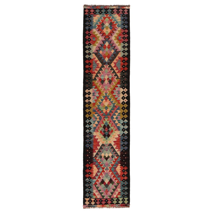 Hand Knotted Afghan Style Kilim Runner 1' 9" x 8' 0" - No. AL97892