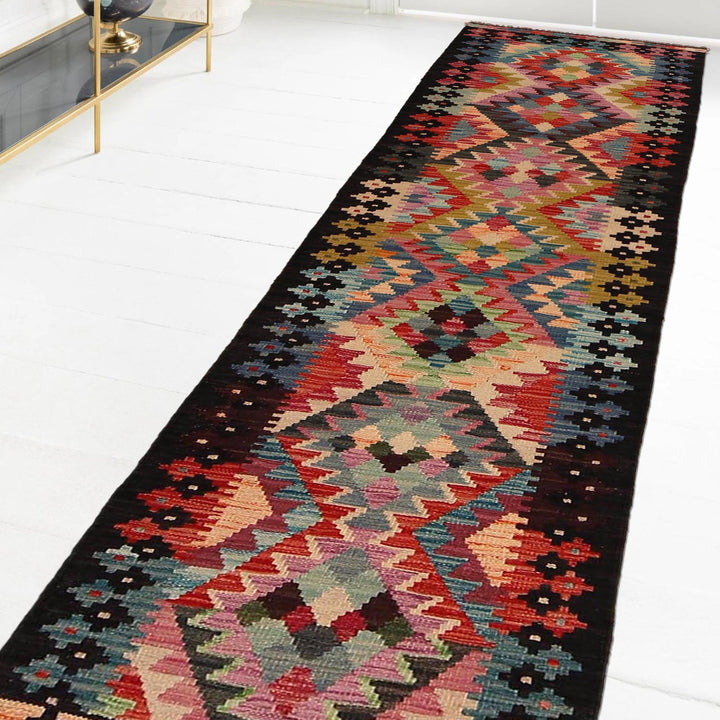 Hand Knotted Afghan Style Kilim Runner 1' 9" x 8' 0" - No. AL97892
