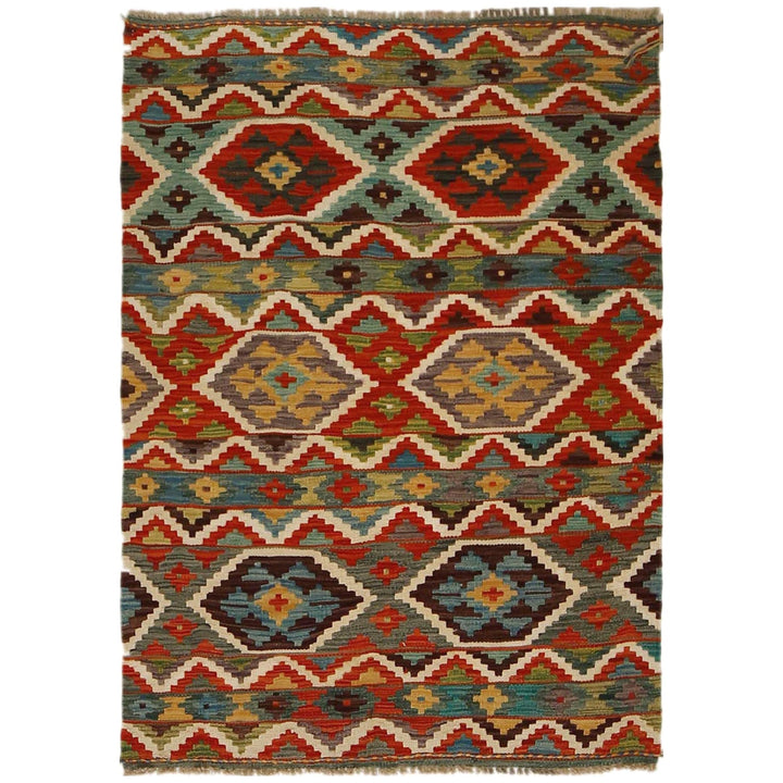 Hand Knotted Afghan Style Kilim 3' 5" x 4' 10" - No. AL83940