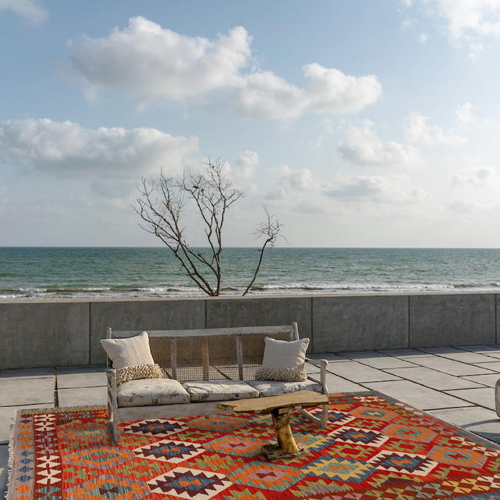 Handmade Turkish Design Wool Kilim 5' 6" x 8' 0" - No. AL13766