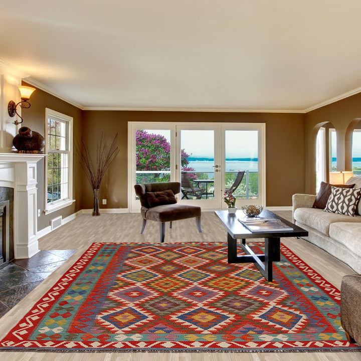 Hand Knotted Flatweave Kilim 5' 10" x 7' 8" - No. AL35575