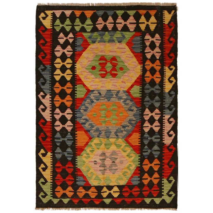 Handmade Turkish Design Wool Kilim 3' 4" x 4' 9" - No. AL70196