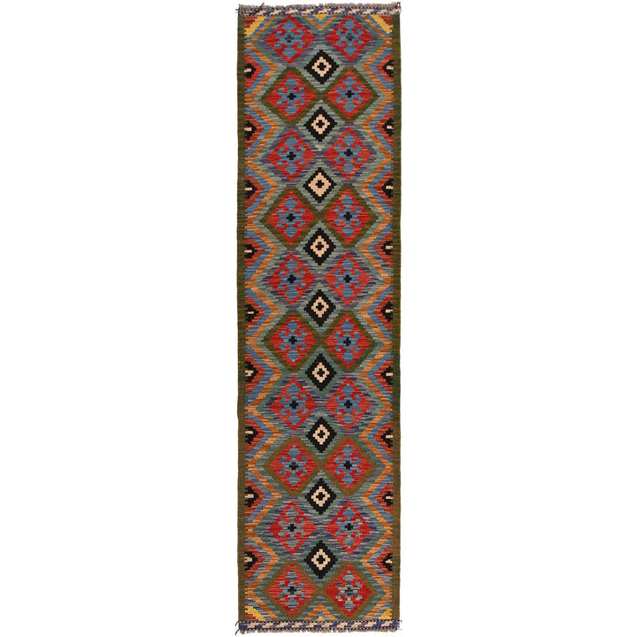 Hand Woven Wool Kelim Runner 2' 0" x 9' 7" - No. AL40261