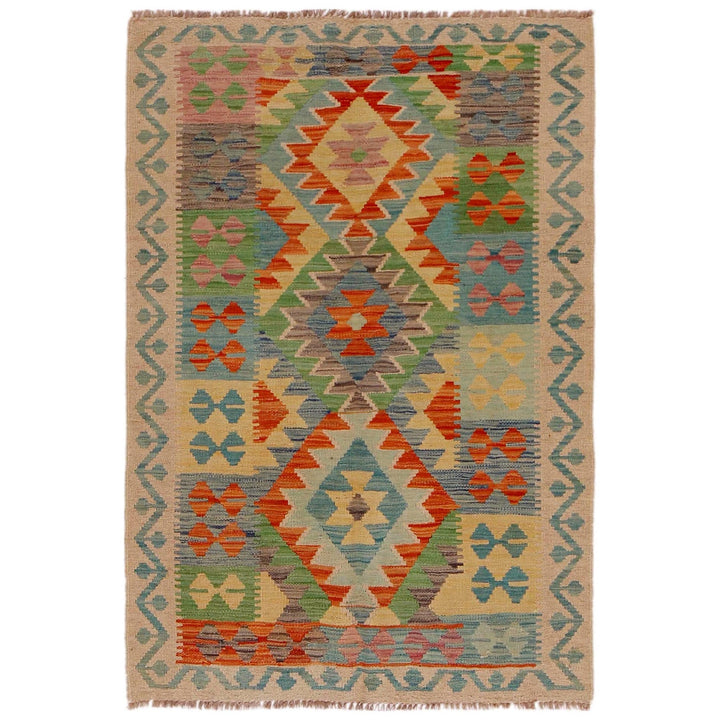Handmade Afghan Vegetable Kilim 3' 3" x 4' 11" - No. AL28121