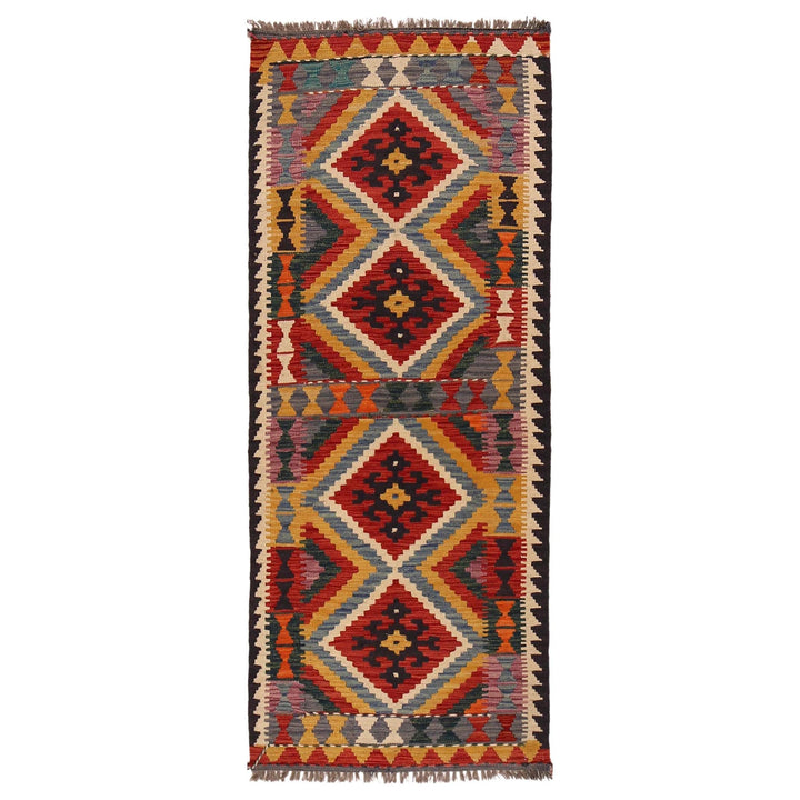 Hand Knotted Afghan Style Kilim Runner 2' 6"x 6' 6" - No. AL45194