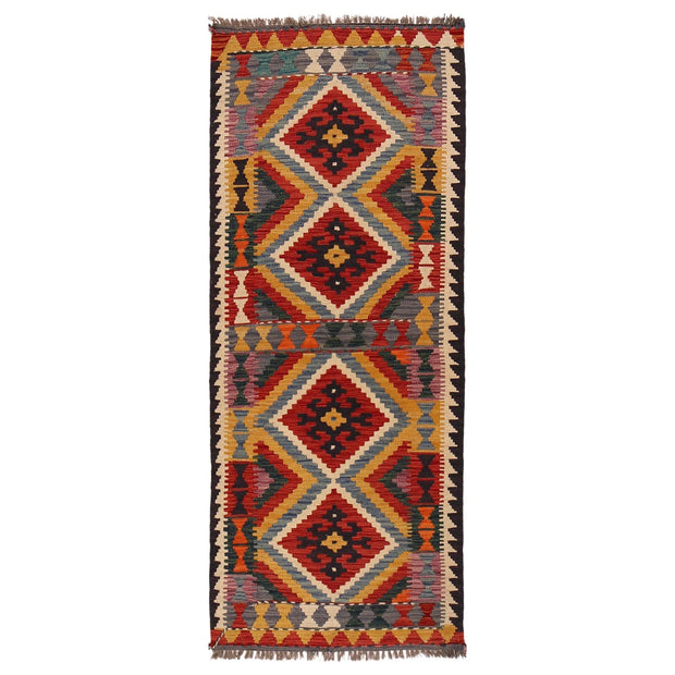 Hand Knotted Afghan Style Kilim Runner 2' 6"x 6' 6" - No. AL45194