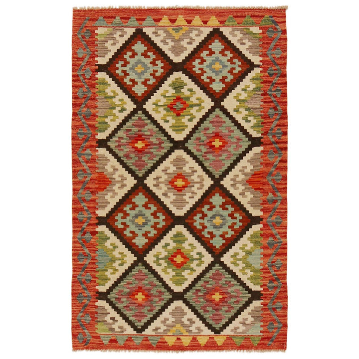 Handmade Afghan Vegetable Kilim 3' 2" x 5' 1" - No. AL24588