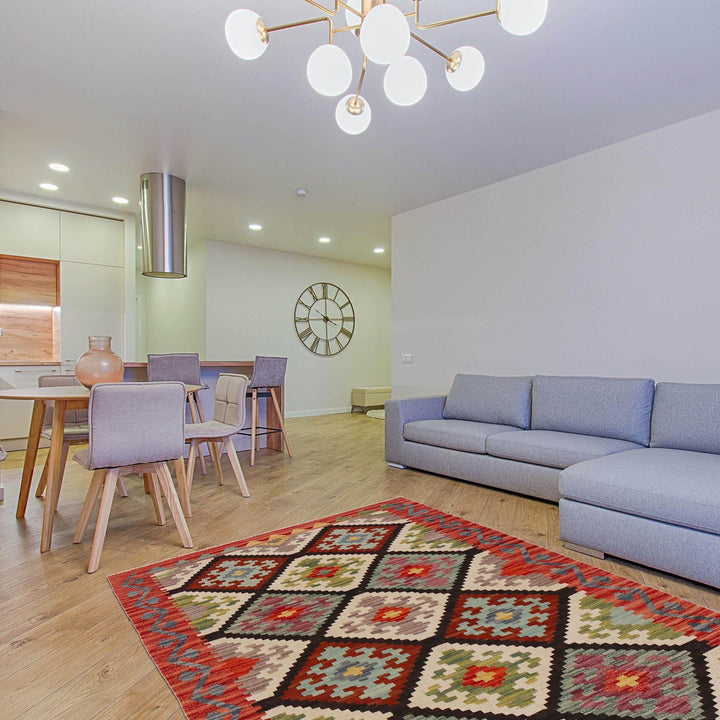 Handmade Afghan Vegetable Kilim 3' 2" x 5' 1" - No. AL24588