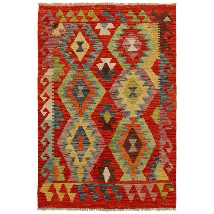 Hand Made Afghan Kilim 3' 3" x 4' 10" - No. AL98089