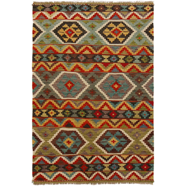 Hand Made Afghan Kilim 3' 5" x 5' 2" - No. AL91095