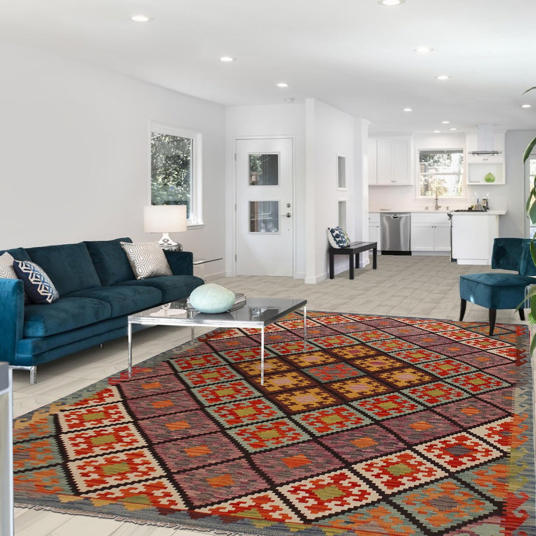 Handmade Afghan Vegetable Kilim 5' 9" x 8' 5" - No. AL73189