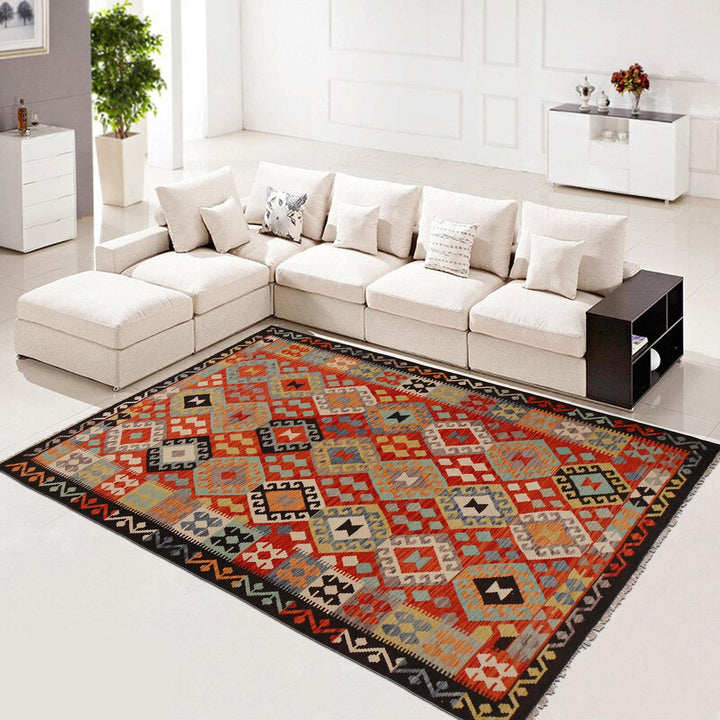 Colorful Flat-Weave Wool Kilim 5' 10" x 8' 2" - No. AL70122