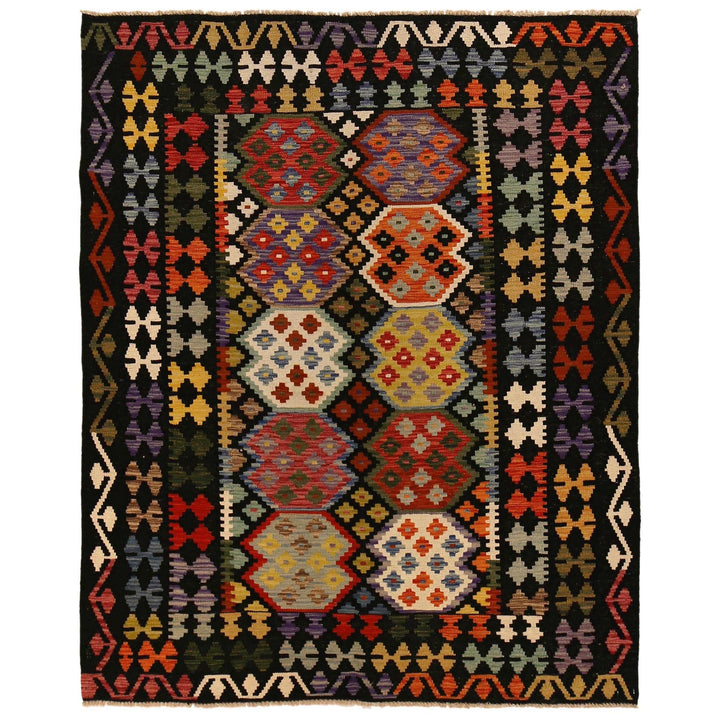 Colorful Flat-Weave Wool Kilim 5' 2" x 6' 7" - No. AL81861