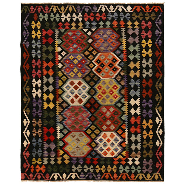 Colorful Flat-Weave Wool Kilim 5' 2" x 6' 7" - No. AL81861