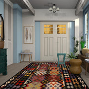 Colorful Flat-Weave Wool Kilim 5' 2" x 6' 7" - No. AL81861