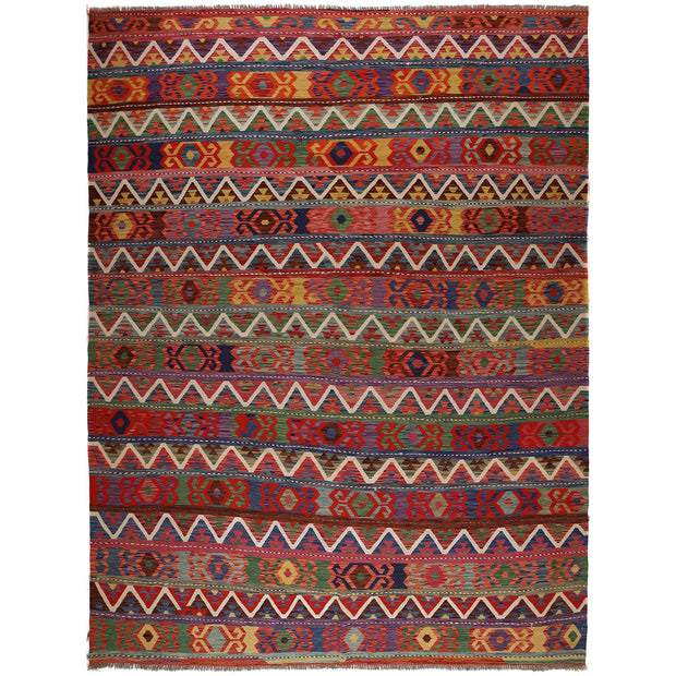 Colorful Flat-Weave Wool Kilim 9' 8" x 12' 9" - No. AL38371