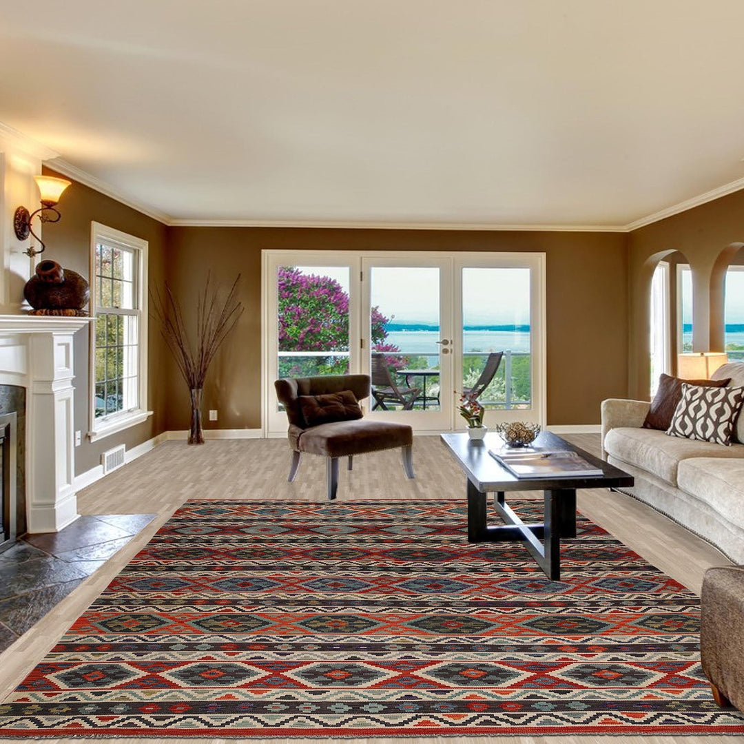 Handmade Turkish Design Wool Kilim 8' 2" x 11' 7" - No. AL42468