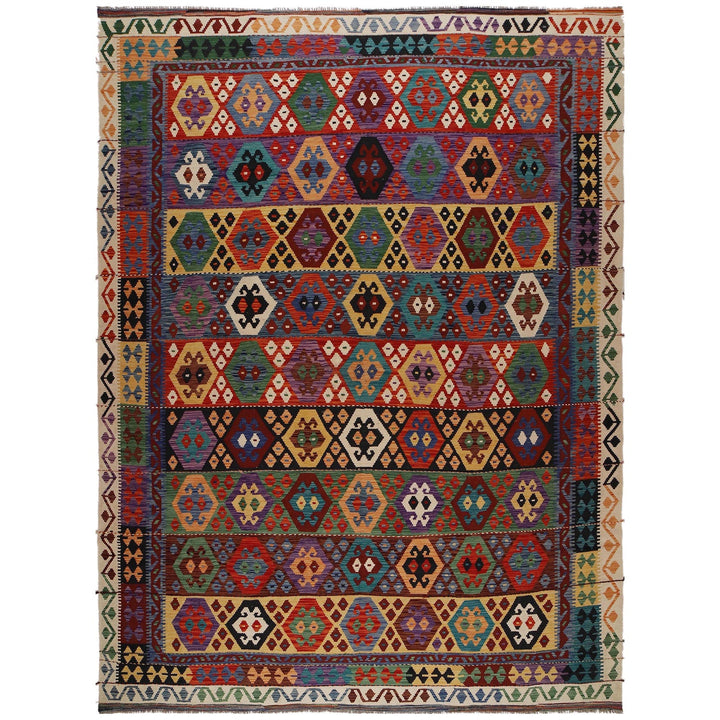 Hand Knotted Afghan Style Kilim 9' 10" x 13' 1" - No. AL41024