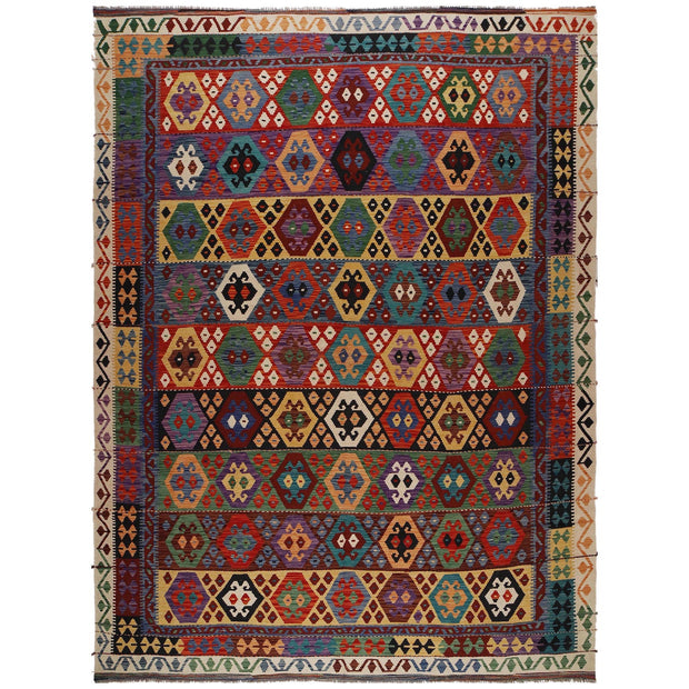 Hand Knotted Afghan Style Kilim 9' 10" x 13' 1" - No. AL41024