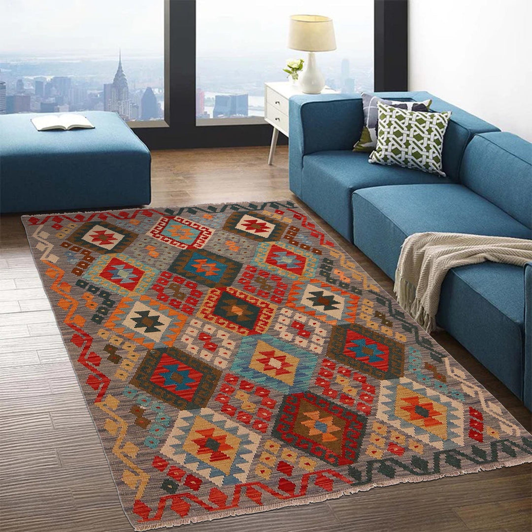 Small Size Chobi Kilim 4' 1" x 5' 7" - No. AL49368