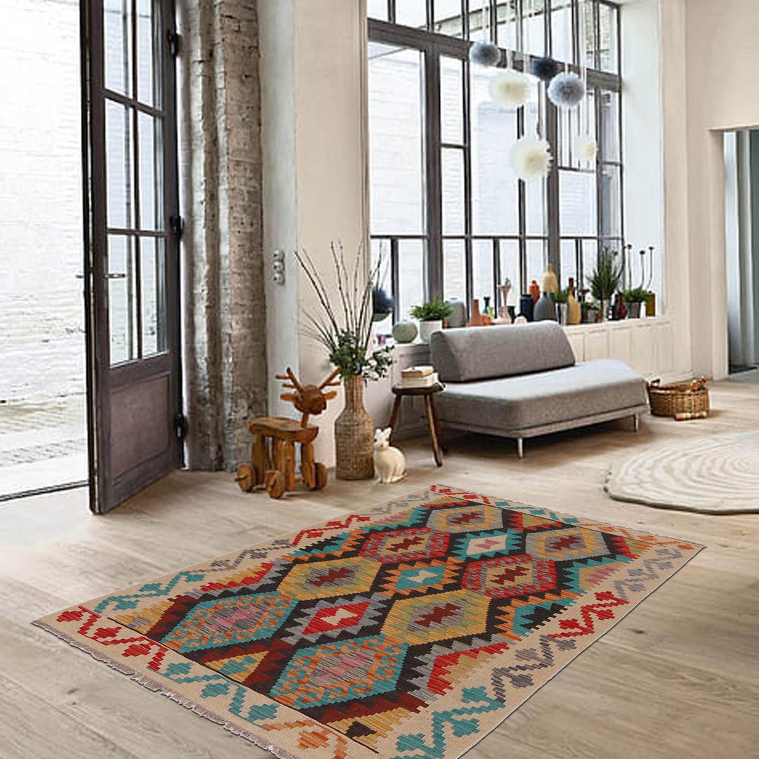 Hand Woven Wool Kelim 3' 3" x 5' 0" - No. AL72551