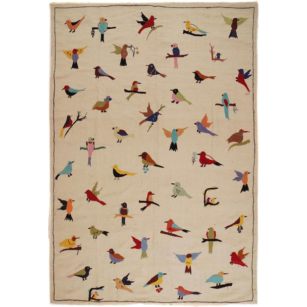 Hand Knotted Embroidery Kelim 6' 6" x 9' 9" - No. AL33728