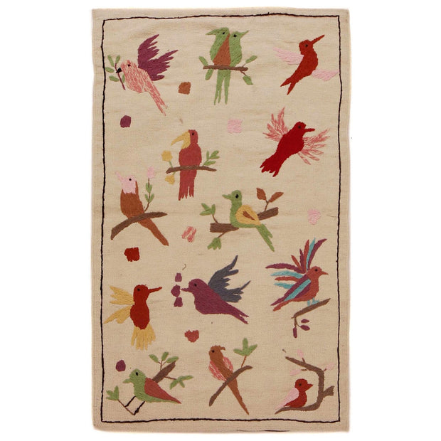 Beige Embroidery Flat Weave Kilim 2' 5" x 4' 0" - No. AL22632