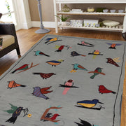 Gray Color Embroidery Flat Weave Kilim 3' 11" x 5' 9" - No. AL66633