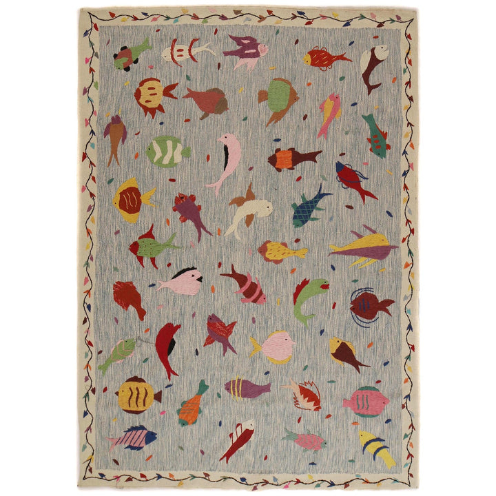 Hand Made Embroidery Kilim 5' 5" x 7' 10" - No. AL81023