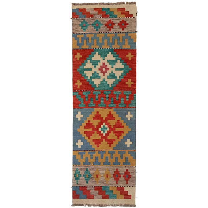 Hand Knotted Afghan Style Kilim Runner 2' 3" x 6' 9" - No. AL62255