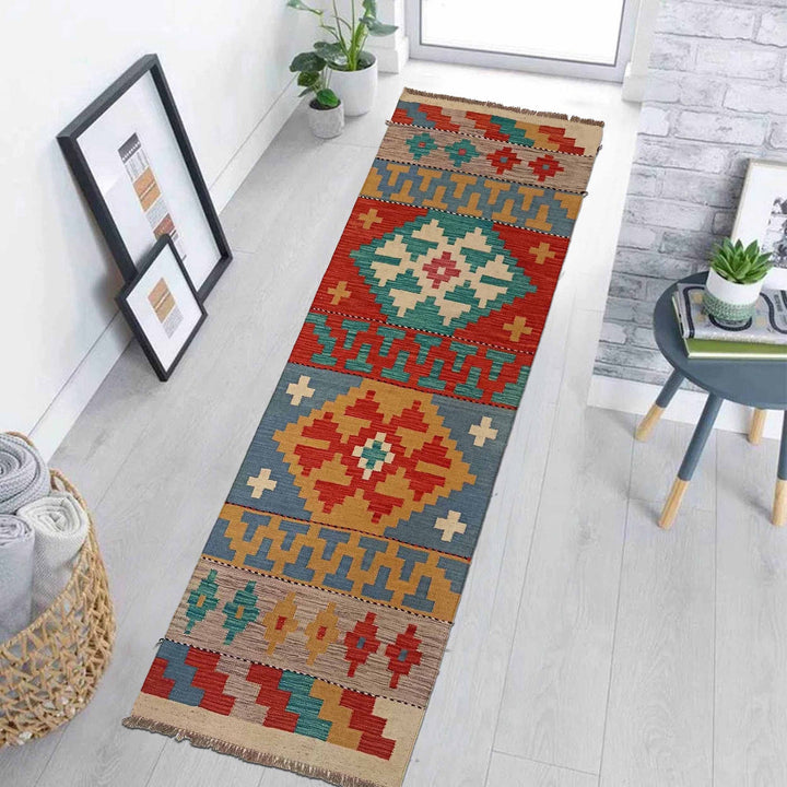 Hand Knotted Afghan Style Kilim Runner 2' 3" x 6' 9" - No. AL62255