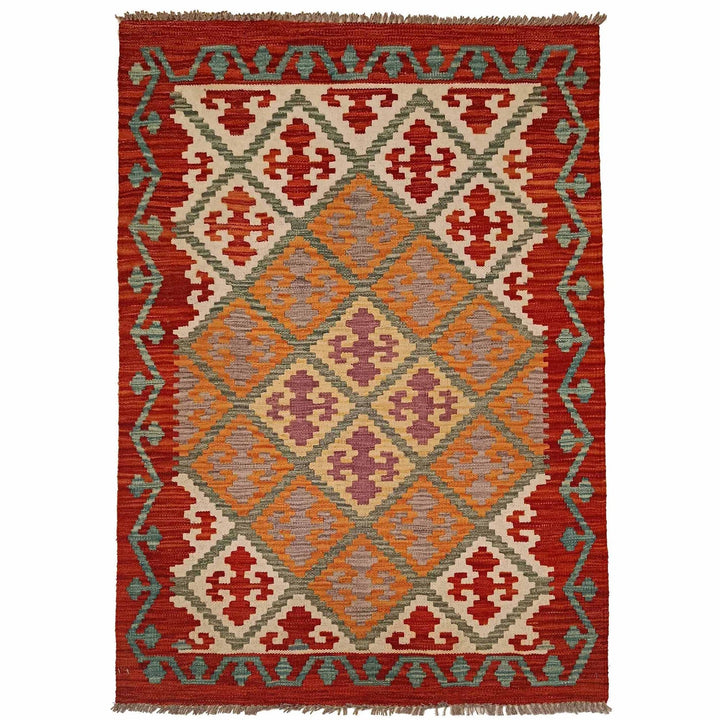 Hand Made Afghan Kilim 3' 4" x 4' 9" - No. AL27043