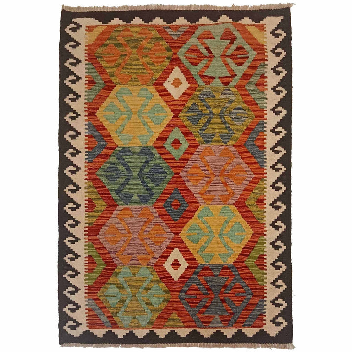 Multi Color ful Flat-Weave Wool Kilim 3' 5" x 5' 1" - No. AL51295