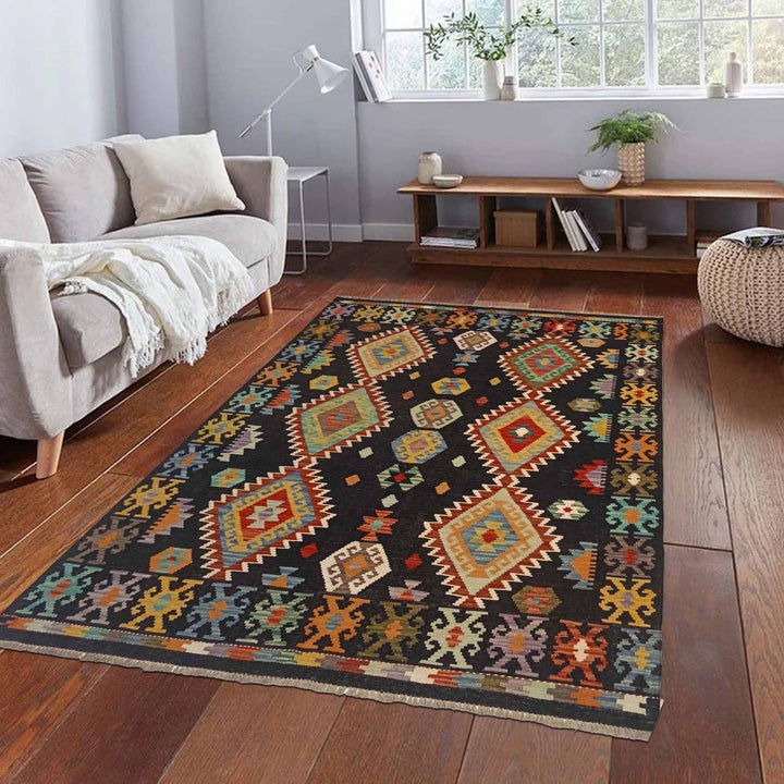 Hand Knotted Afghan Style Kilim 5' 0" x 6' 7" - No. AL50784