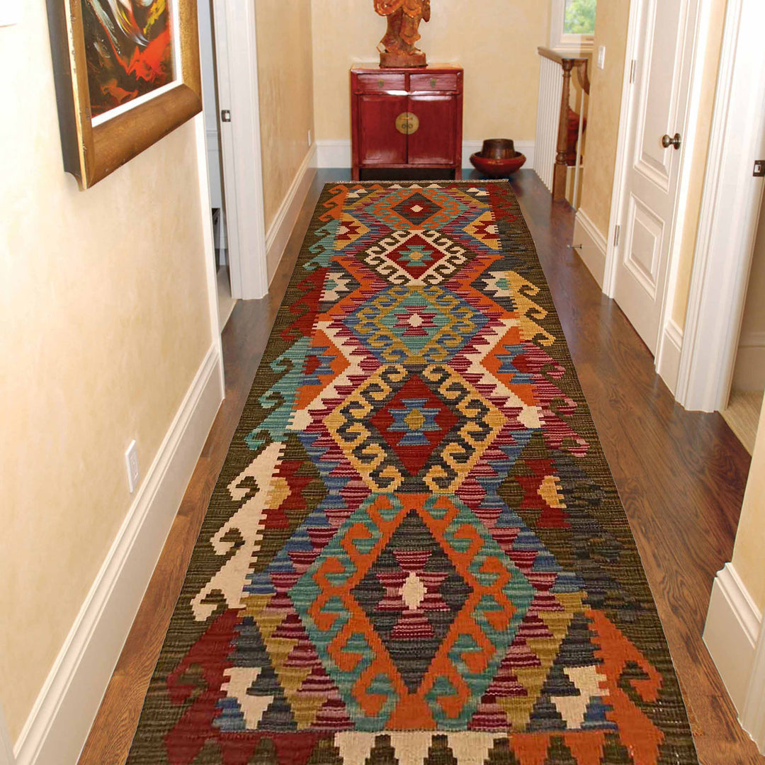 Afghan Vegetable Kilim Runner 1' 10" x 6' 4" Flat-Weave view 9