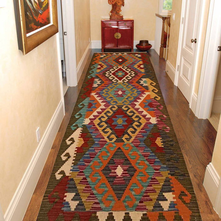 Afghan Vegetable Kilim Runner 1' 10" x 6' 4" Flat-Weave view 9