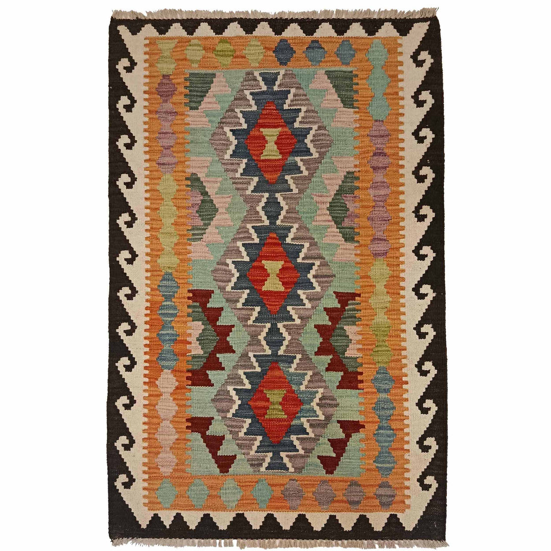 Afghan Vegetable Kilim Rug 2' 7" x 4' 4" Flat-Weave