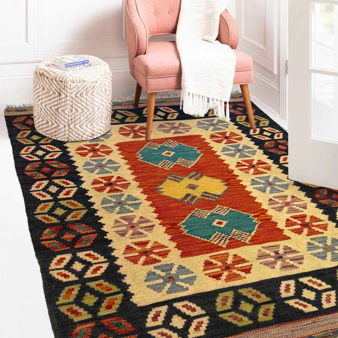 Hand Made Afghan Kilim 2' 11" x 3' 11" - No. AL40672