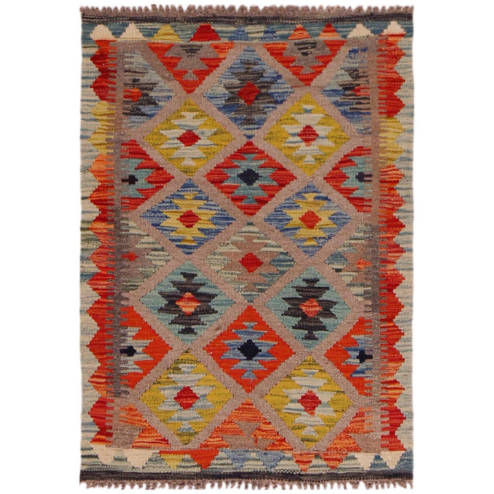 Hand Knotted Afghan Style Kilim 2' 5" x 3' 5" - No. AL53611