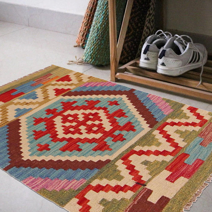 Hand Woven Wool Kelim 2' 2" x 2' 11" - No. AL68991