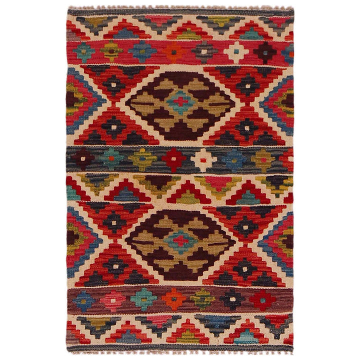 Multi Color ful Flat-Weave Wool Kilim 2' 2" x 3' 1" - No. AL92877