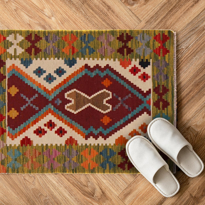 Hand Knotted Afghan Style Kilim 2' 2" x 3' 2" - No. AL48690