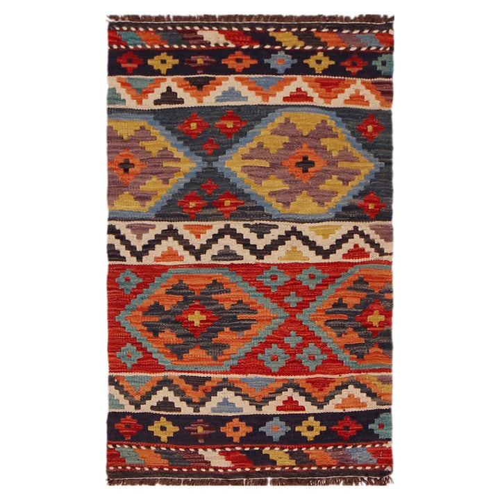 Hand Knotted Afghan Style Kilim 1' 11" x 3' 2" - No. AL57328