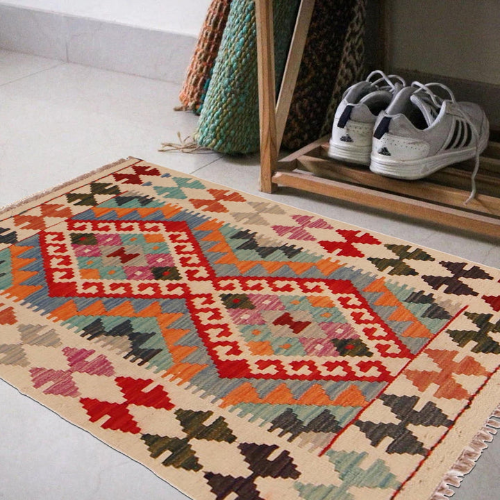 Handmade Afghan Vegetable Kilim 2' 2" x 3' 1" - No. AL56056